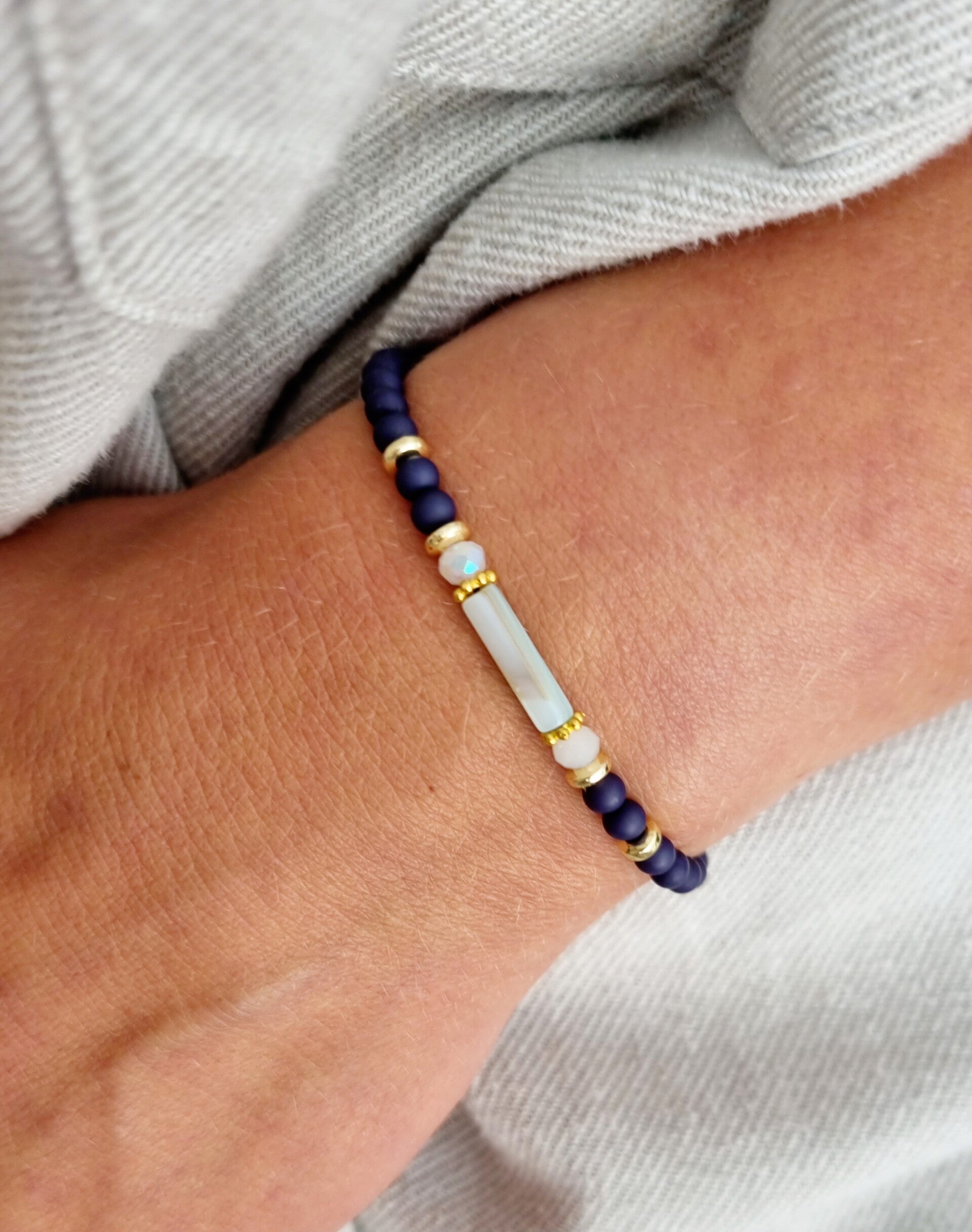 Armband silky - Deep blue/goud