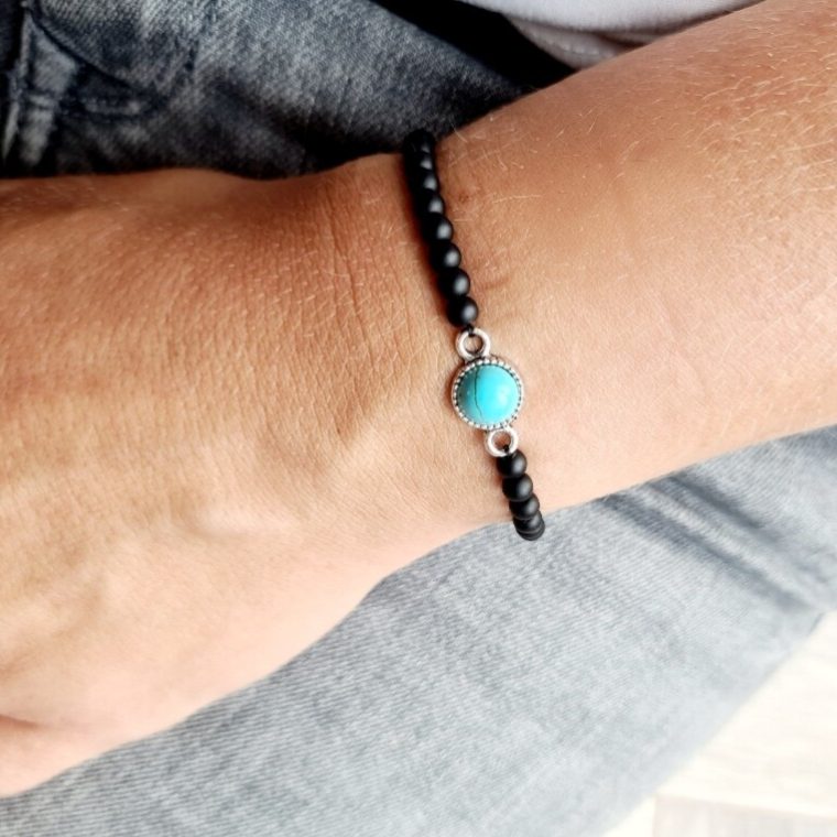 Armband mat zwart - Natuursteen