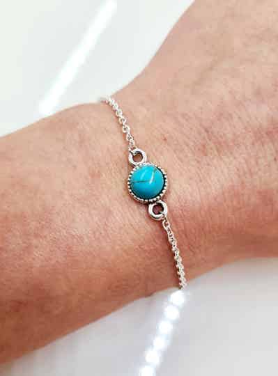 RVS Jasseron armband - Natuursteen