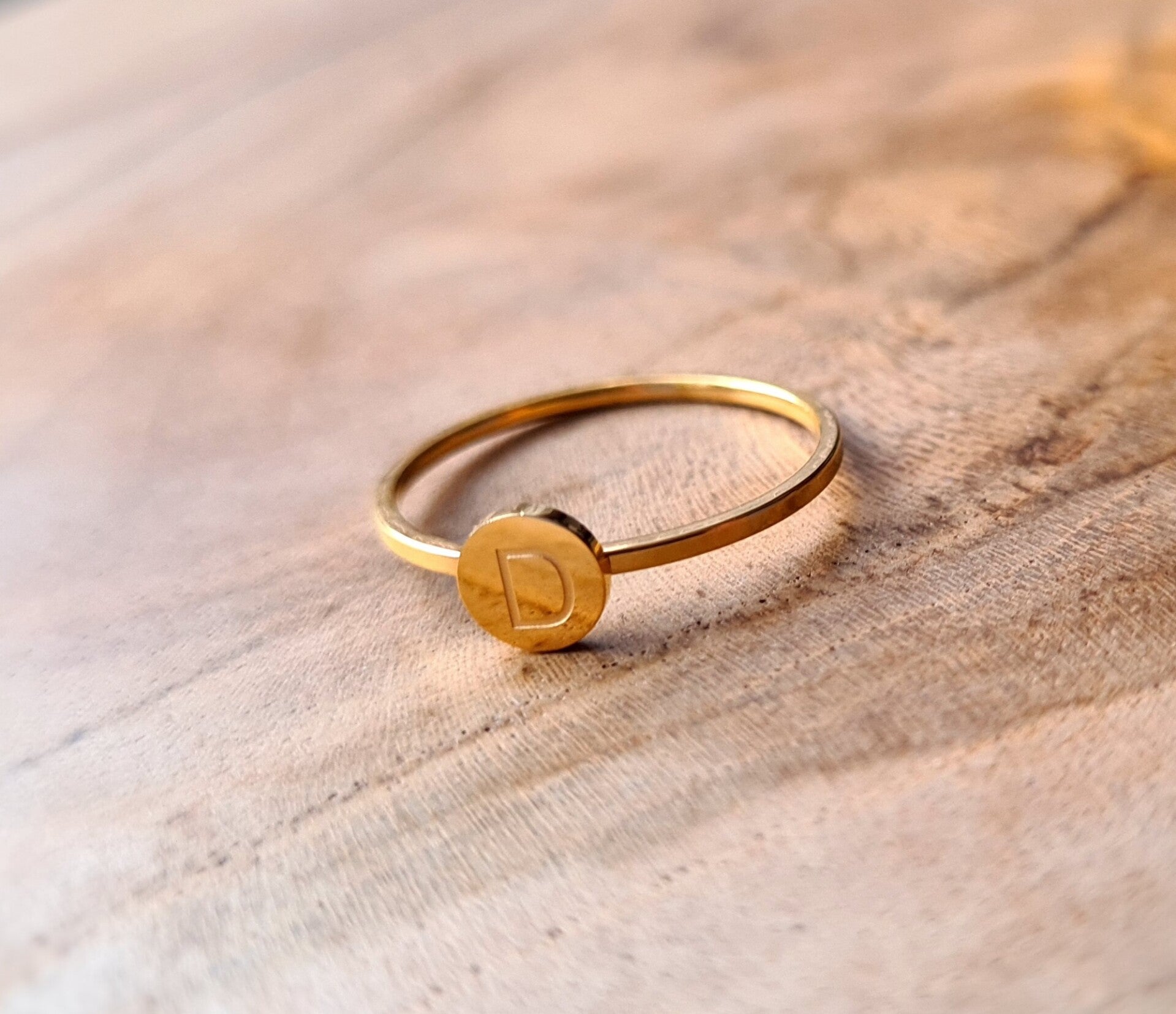 RVS Ring - 'D' goud