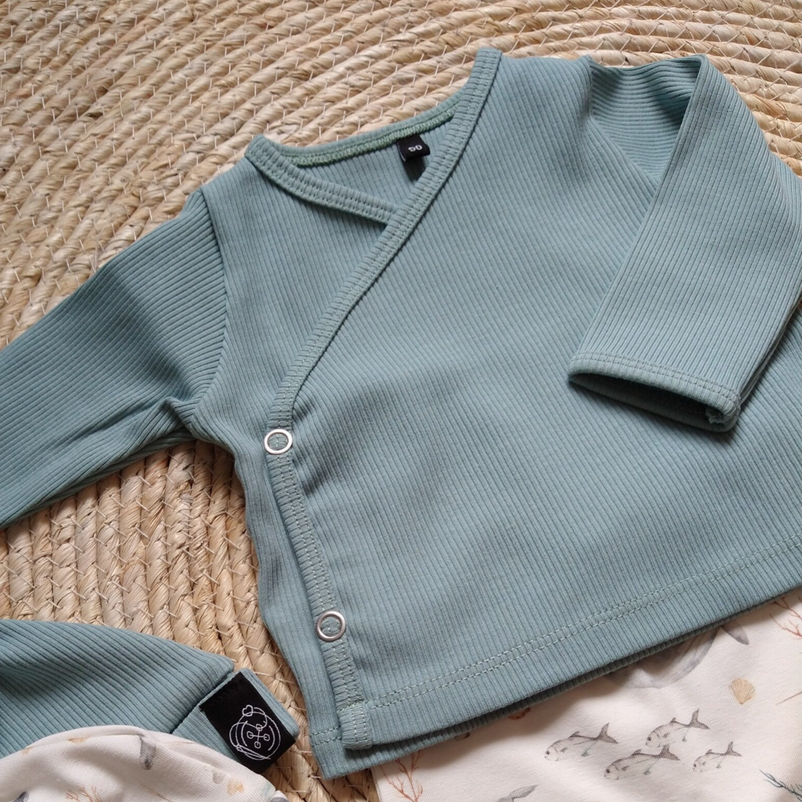 Overslagshirt - Zeegroen Rib