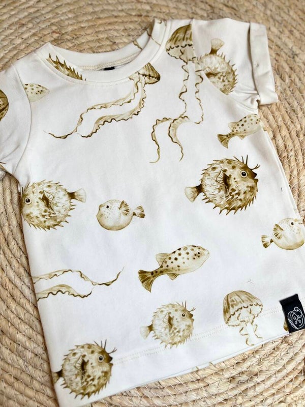 T-shirt - zeedieren mosterd geel