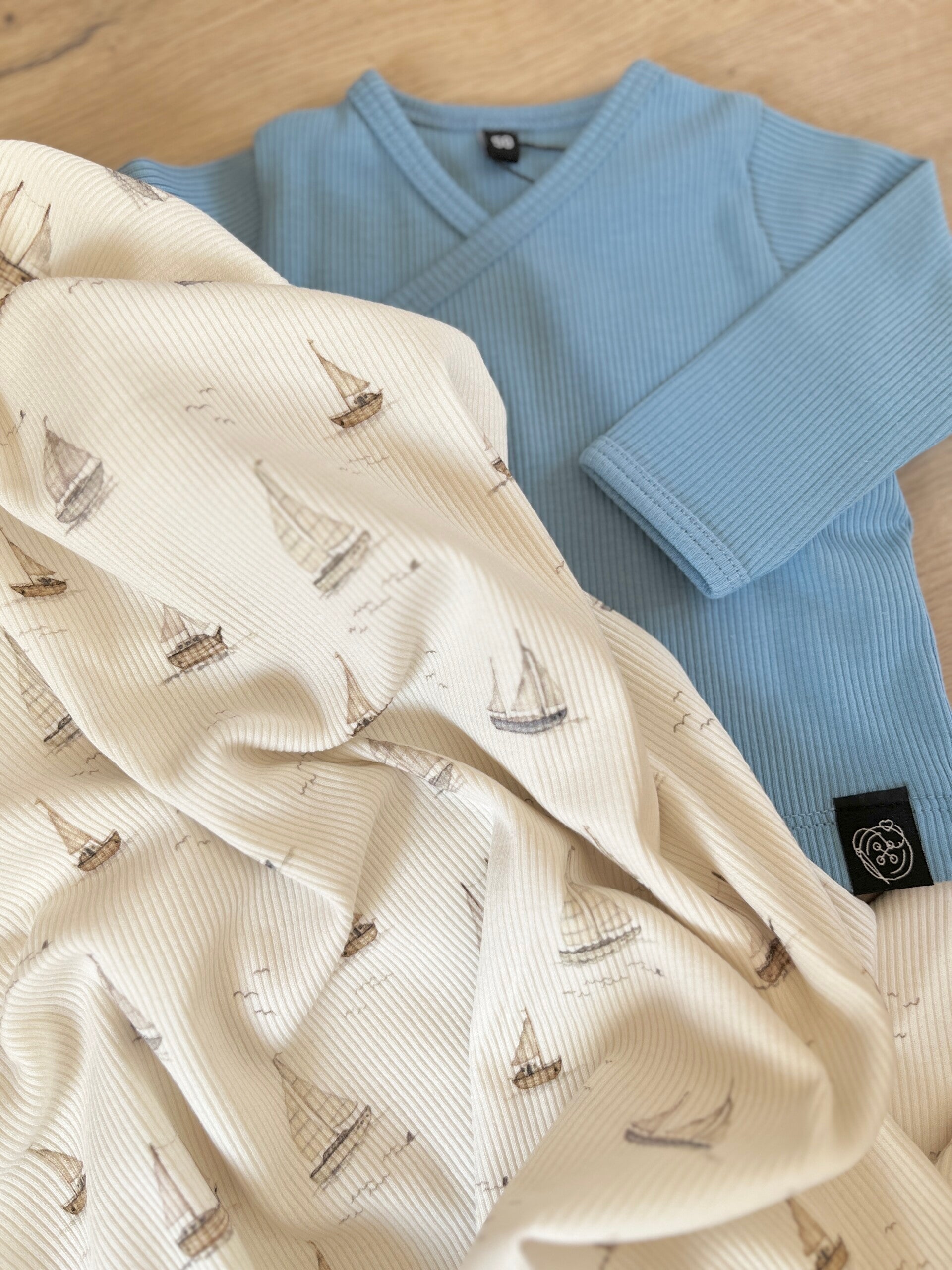 Overslagshirt - licht Jeansblauw  rib