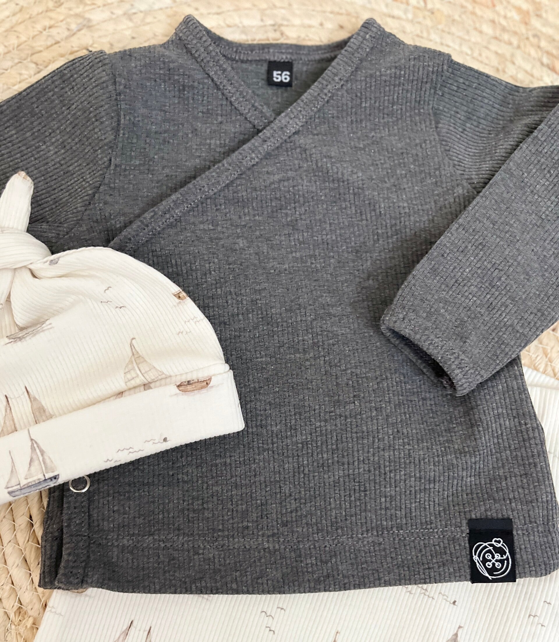 Overslagshirt - Antraciet grijs rib