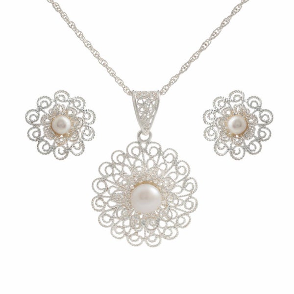 Set Duquesa con perlas de rio