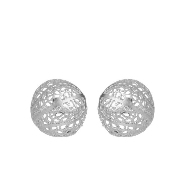 Aretes cortos bola medio coco en fligrana