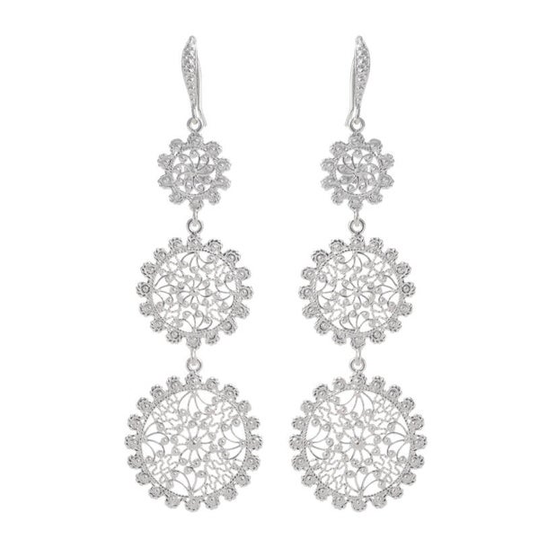 Aretes colgantes modelo Alondra en filigrana