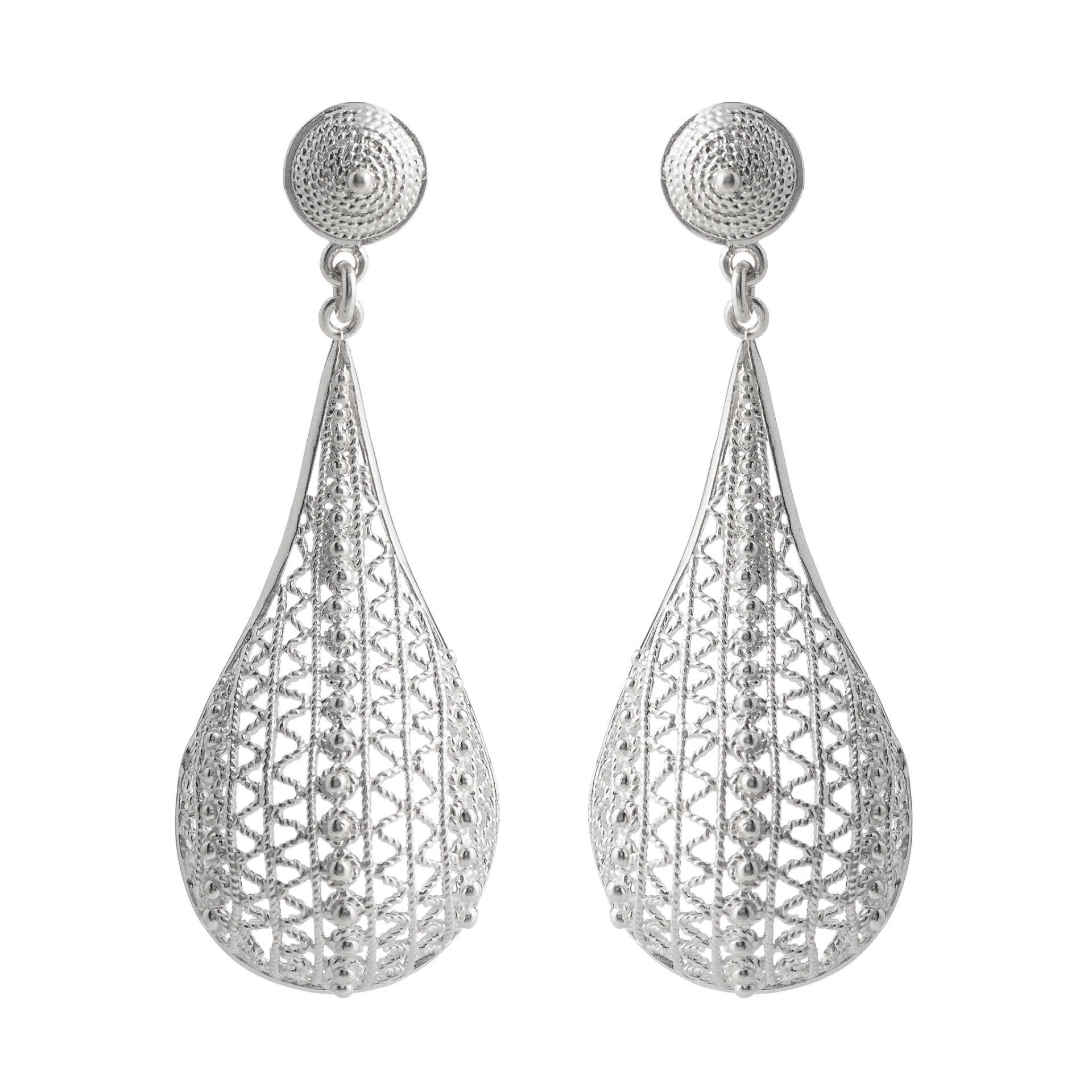 Aretes colgantes grandes lagrima filigrana