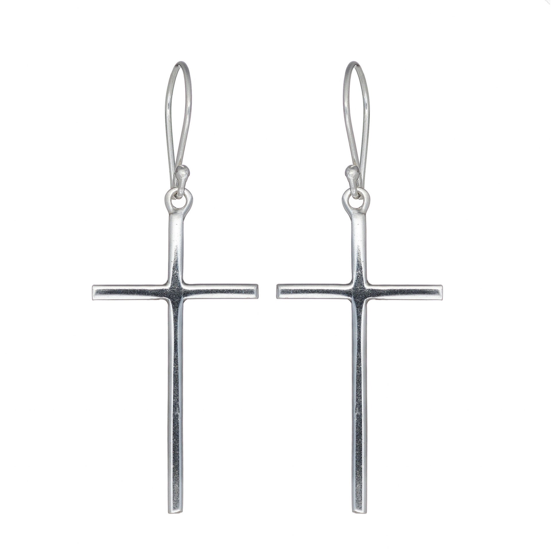 Aretes colgantes cruz grande con asa