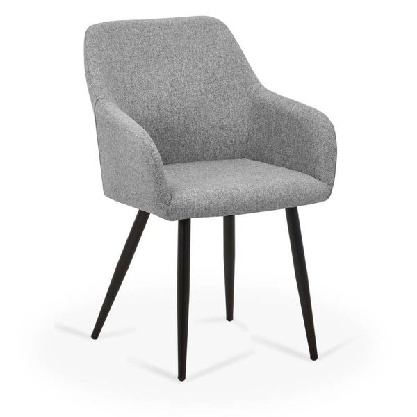 Chaise de salle à manger Jenna en tissu gris avec pieds noirs