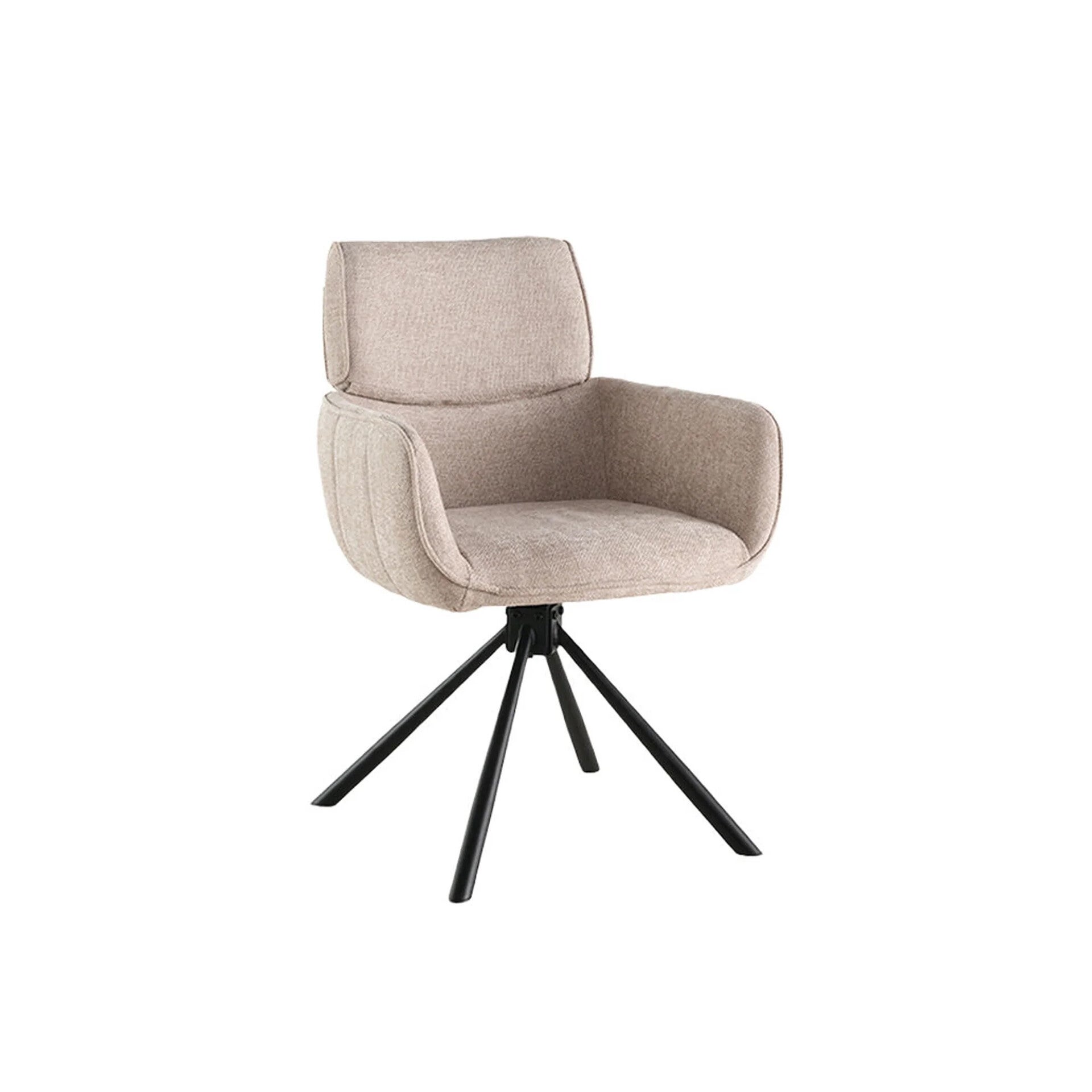 Chaise de salle à manger Marta pivotante avec retour automatique en tissu Lin taupe