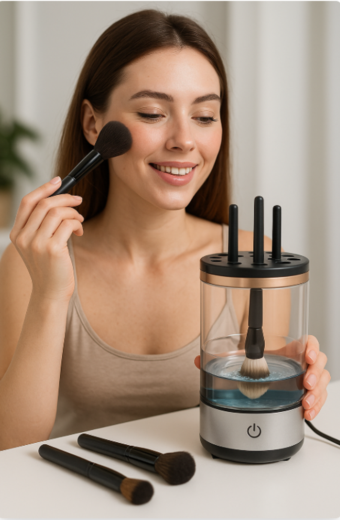 Nettoyeur de Pinceaux de Maquillage USB – Lavage et Séchage Rapide | Gain de Temps et Hygiène Parfaite