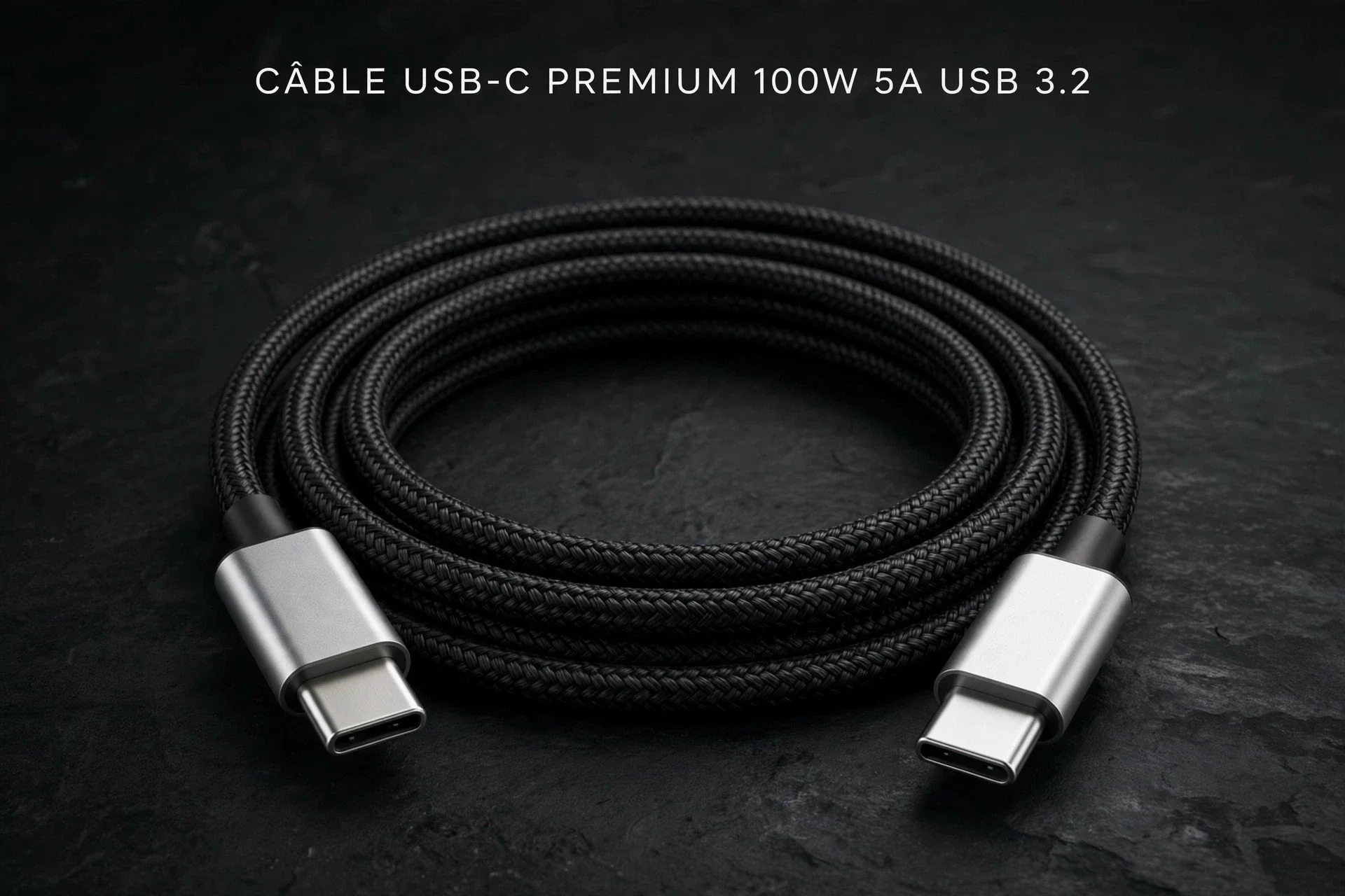 Câble USB-C vers USB-C 100W 2M - Charge Rapide + Transfert de Données 10Gbps + Vidéo 4K - Nylon Tressé - TechBlend