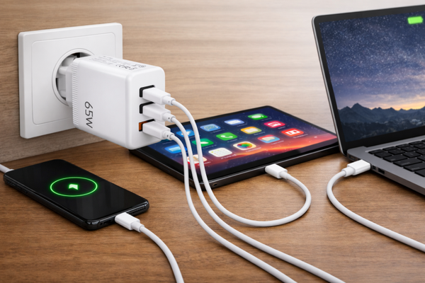 ⚡ Chargeur Mural GaN 65W PD 3.0 & PPS – 2x USB-C + USB-A – Ultra Compact – Charge Rapide Universelle