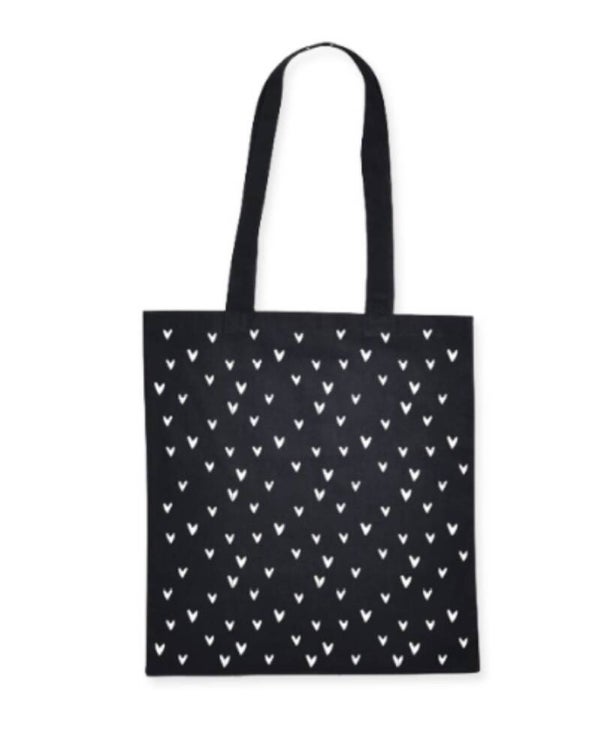 ❥ Tote bag hartjes zwart