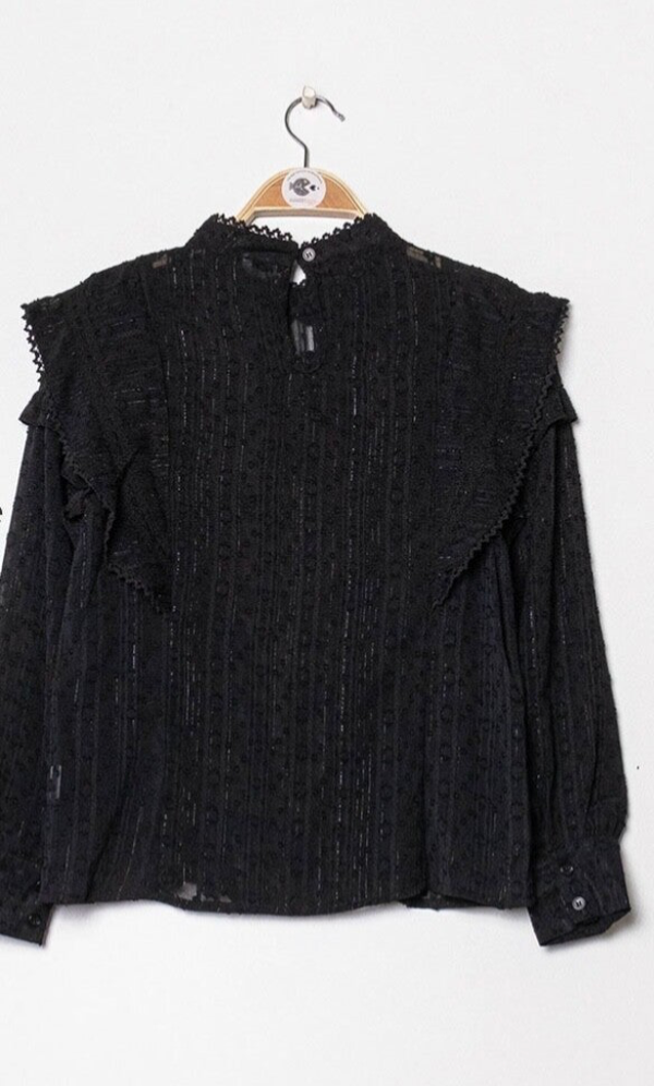 ❥Ruffle blouse - zwart