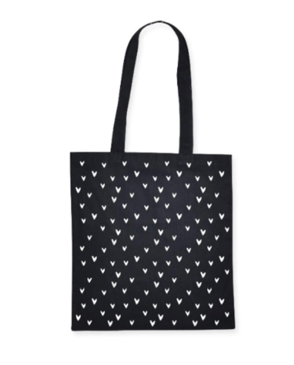 ❥ Tote bag hartjes zwart