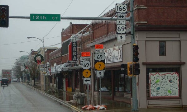 Frozen section of Route 66 in Kansas