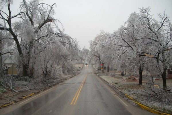 Icey Road in Oklahoma.