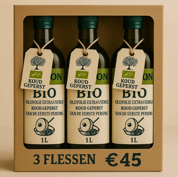 Olijfolie extra Vierge koud geperst BIO 1 liter x 3 stuks