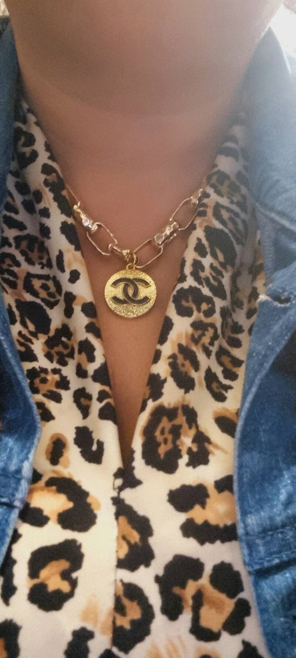 Schakel ketting goud kleurig choker
