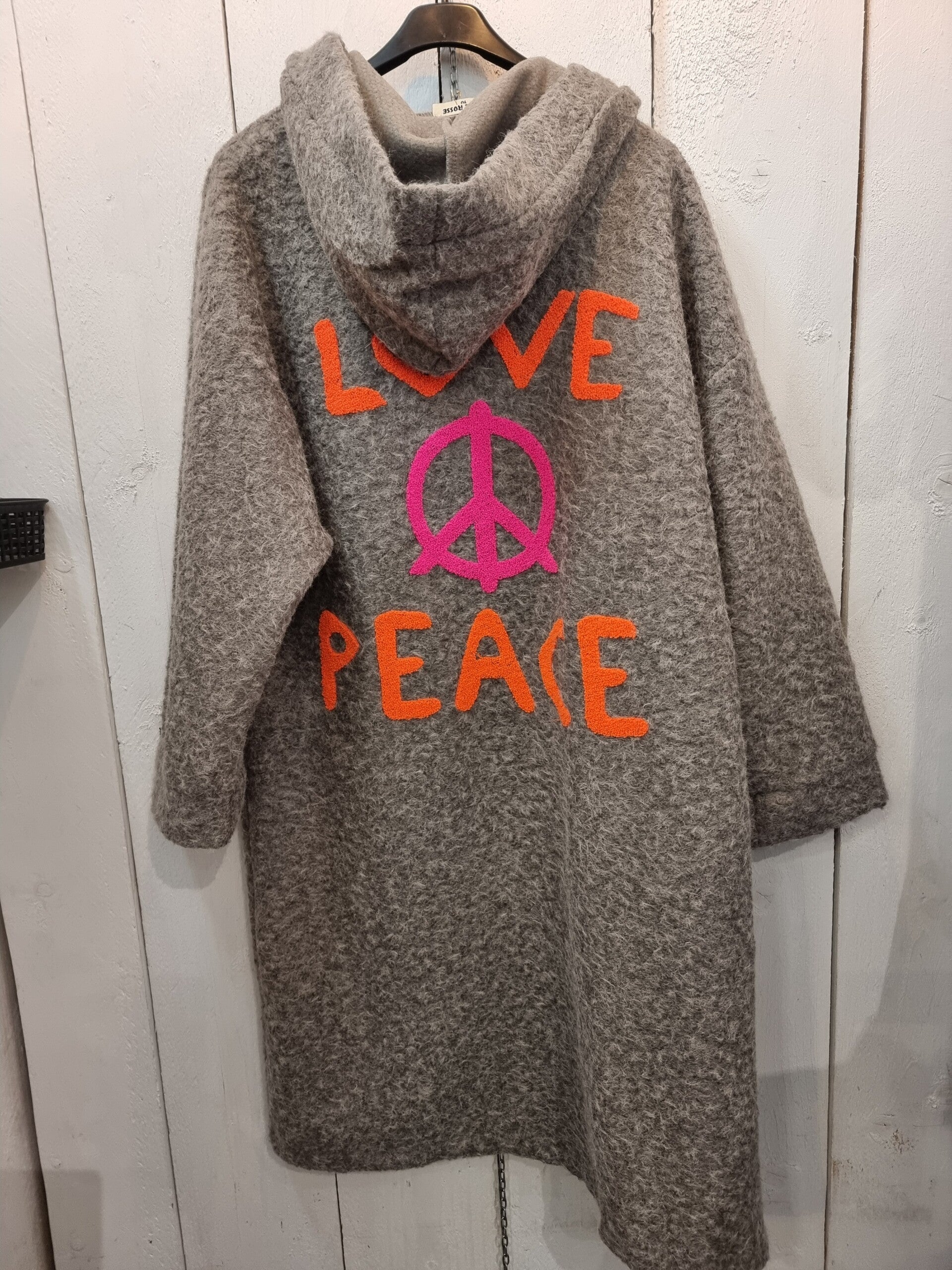 Vest love & pease grijs