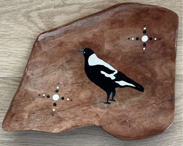 Painting on red gum.