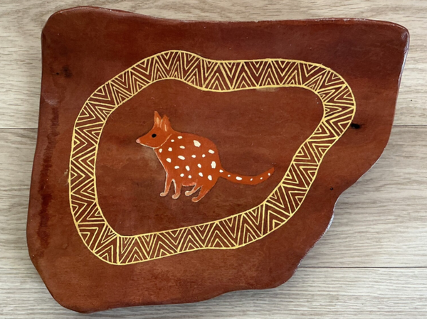 Painting on red gum.