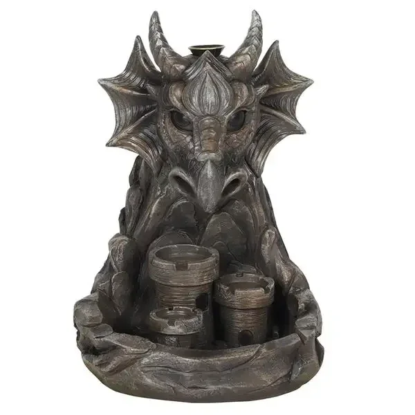 Grey Dragon Backflow Incense Cone Burner with FREE Jar of Goloka Backflow Cones