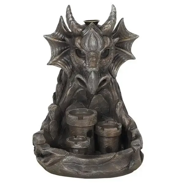 Grey Dragon Backflow Incense Cone Burner with FREE Jar of Goloka Backflow Cones