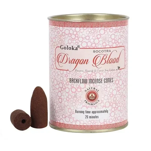 Goloka Dragon Blood Backflow Incense Cones (24 Cones)