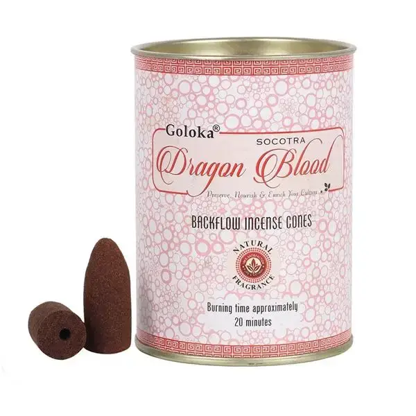 Goloka Dragon Blood Backflow Incense Cones (24 Cones)