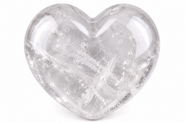 Clear Quartz Heart Large in Pouch