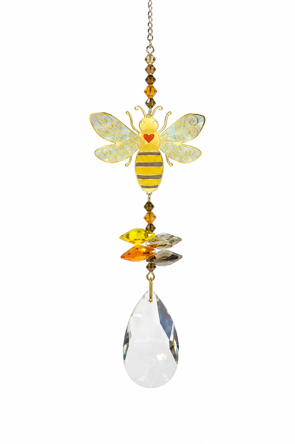 Bee Autumn Gold Crystal Suncatcher 20cm