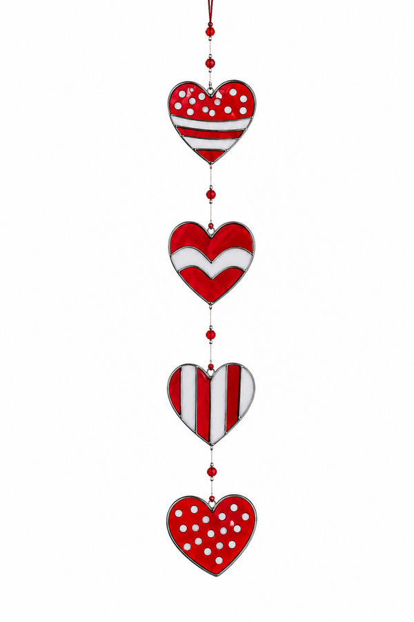String of Red and White Hearts Suncatcher