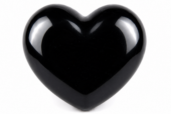 Black Obsidian Heart Large in Pouch
