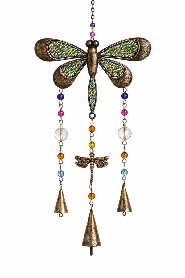 Dragonfly Metal Hanging Suncatcher with Beads
