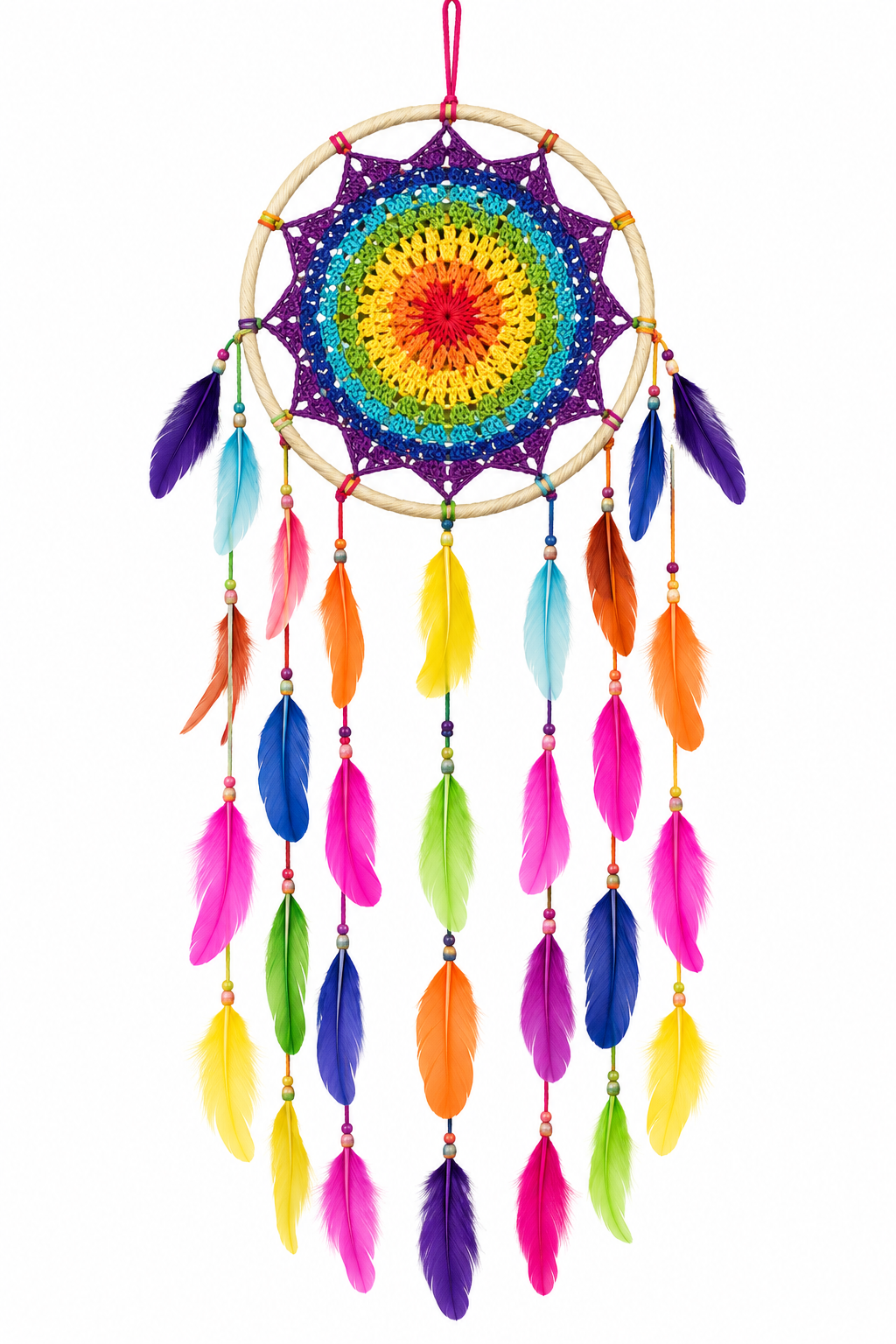 Multi Coloured Crochet Dream Catcher – Large