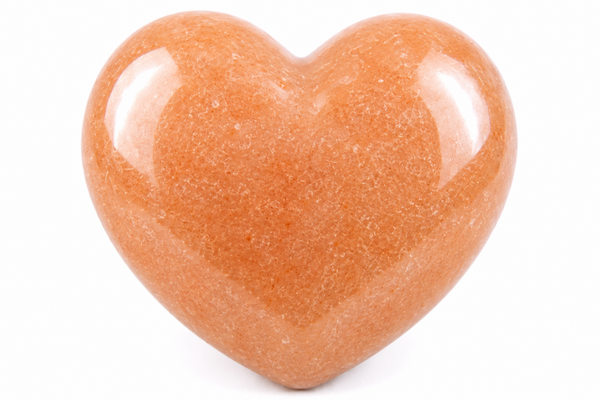 Peach Aventurine Heart Large in Pouch