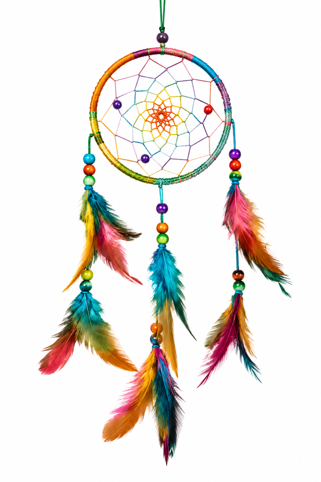 Coloured Hemp Dreamcatcher Fair Trade 30cm