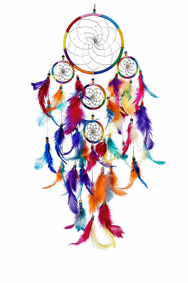 Rainbow Coloured Dreamcatcher 5 Disc Large (Fair Trade)