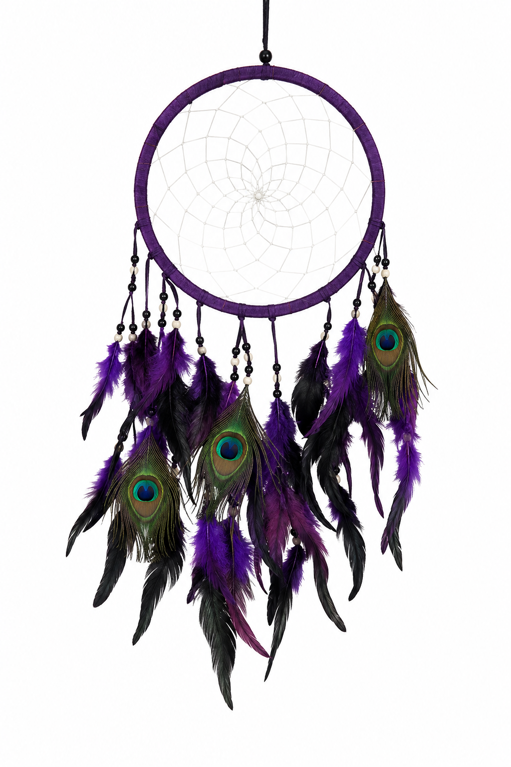 Dream Catcher Large Purple Peacock Feathers