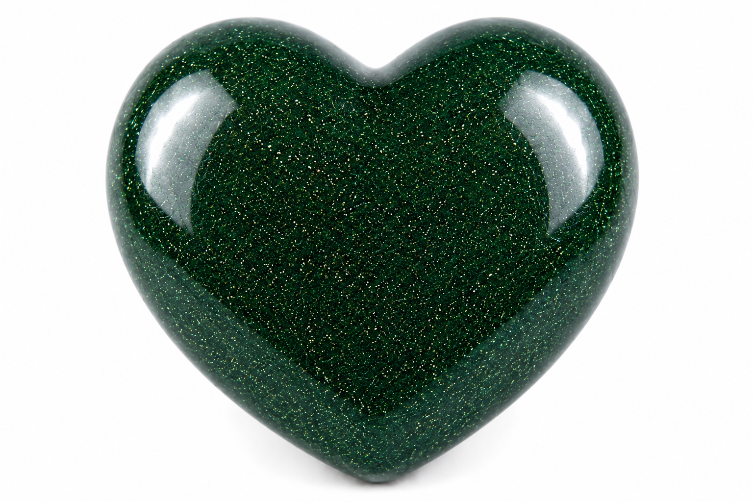Green Goldstone Heart Large in Pouch