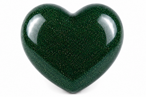 Green Goldstone Heart Large in Pouch