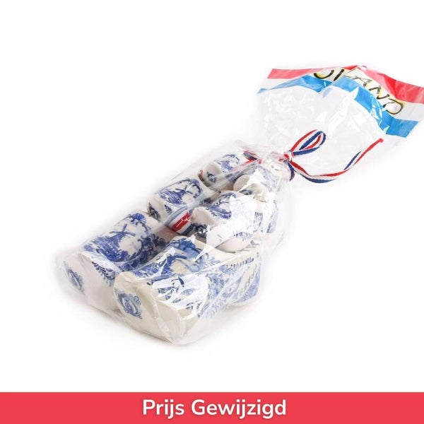 1025 - Klompen keramiek 3 paar in zakje 5-7-10 cm - delftsblauw