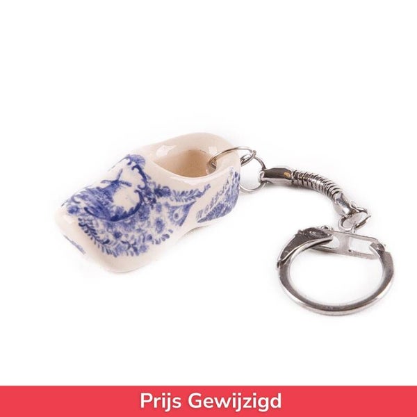 1069 - Sleutelhanger klomp keramiek 4 cm - delftsblauw