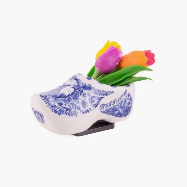 1082 -  Magneet keramiek klomp met tulp 7 cm - delftsblauw