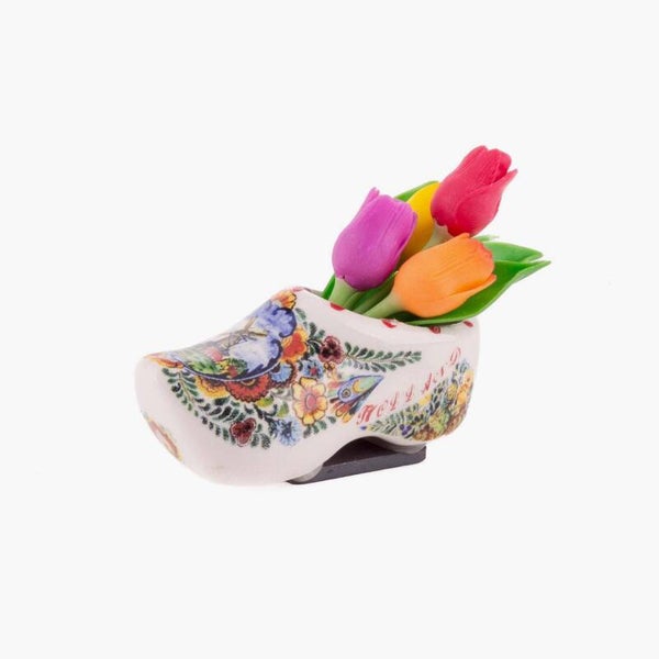 1083 - Magneet keramiek klomp met tulp 7 cm - multicolor