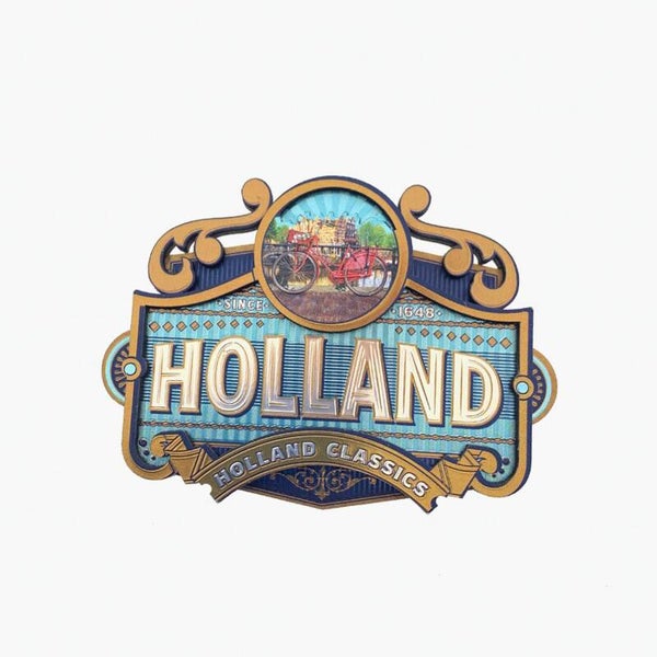 12005 - Magneet mdf 'charleston' fiets Holland - blauw