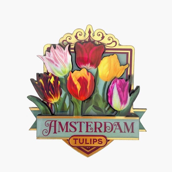 12017 - Magneet mdf/epoxy 'pretty tulips' Amsterdam - groen